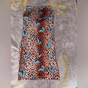 Cheetah/butterflies open back dress